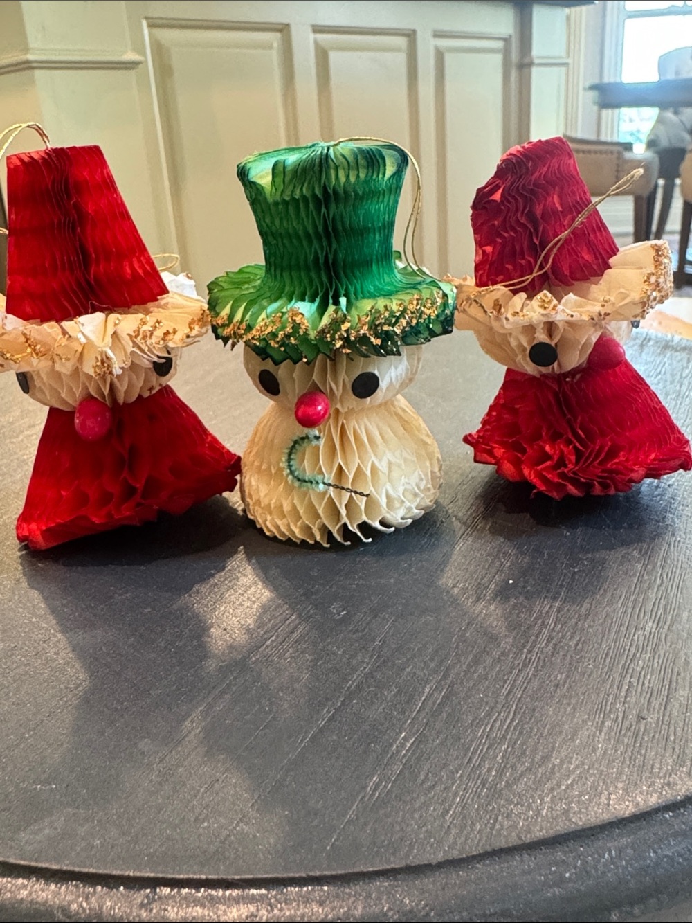 3 Vintage MCM Honeycomb Paper Ornaments
